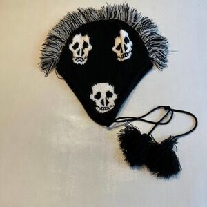 Skull Knit Hat Mohawk Style Emo Goth Punk‎ Winter Beanie
